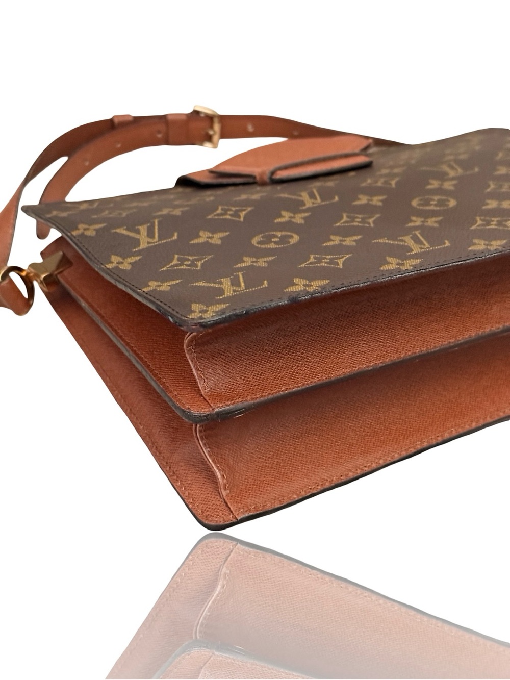 Louis Vuitton Monogram Crossbody Bag Brown Leather Trim Monogram Courcelles - Picture 8 of 17